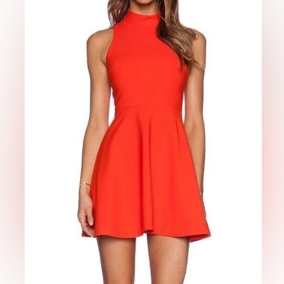 Elizabeth James Orange Mockneck Cocktail Dress - Picture 2 of 6